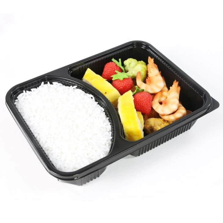 2 Compartimenten Plastic Voedselcontainer Wegwerp Lunchbox
