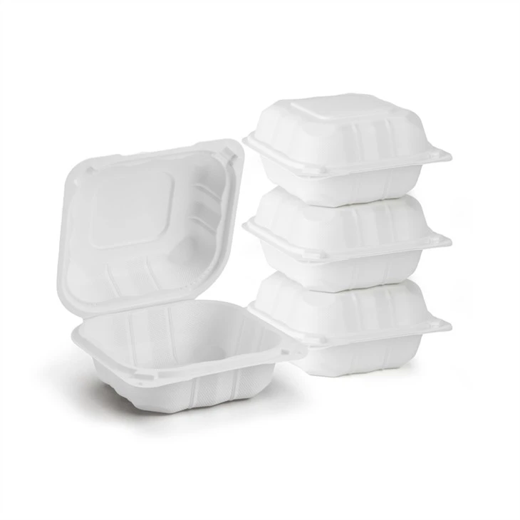 225 Biologisch afbreekbare hamburger Frites friet voedselverpakking wegwerp Bento lunchbox Haal plastic voedselcontainer weg