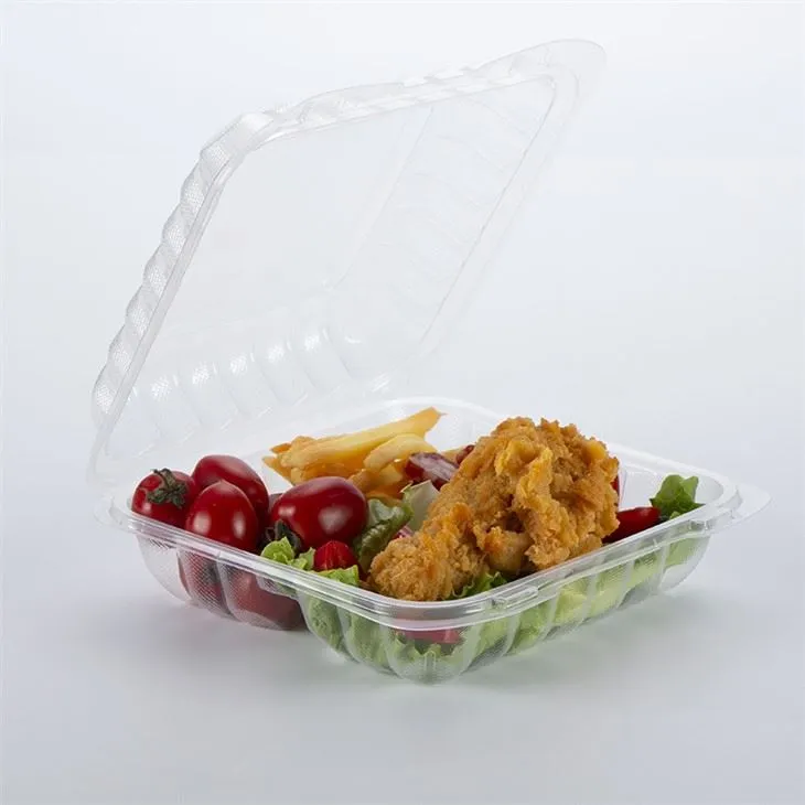 8x8inch doorzichtige plastic PP scharnierende meeneemcontainers