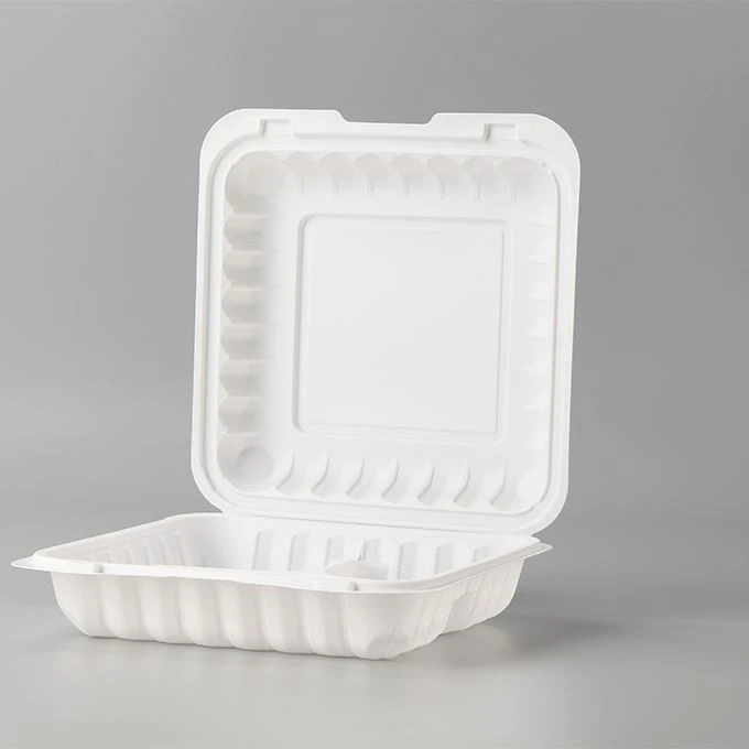 9 * 9 inch China leverancier gratis monsters wegwerp MFPP scharnierende containers voor voedsel