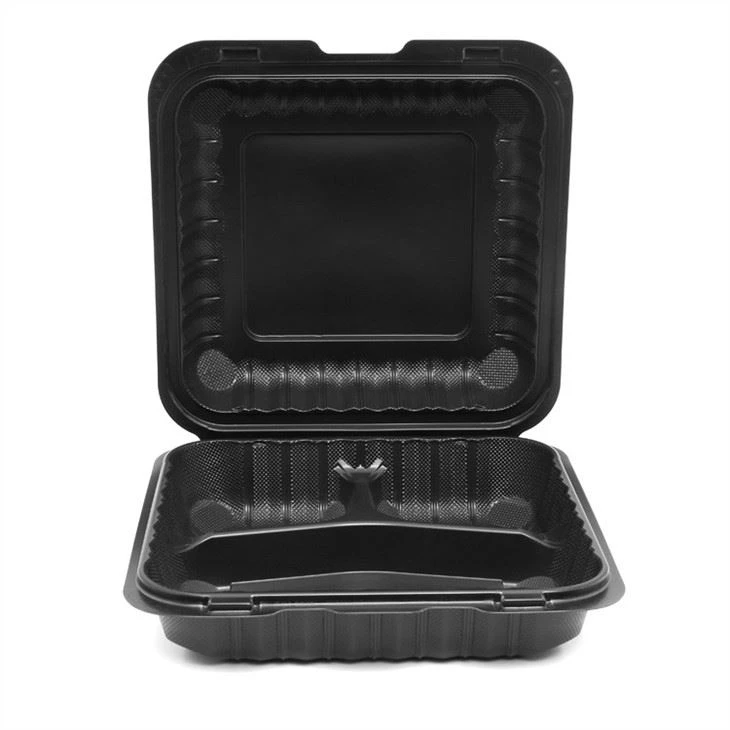 High Quality Microwavable 9x9x3inch Take Away Reusable Food Storage Bento Box Disposable Meal Prep Food Containers
