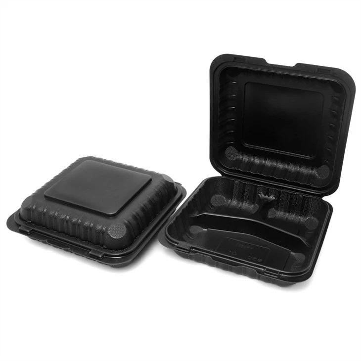 High Quality Microwavable 9x9x3inch Take Away Reusable Food Storage Bento Box Disposable Meal Prep Food Containers