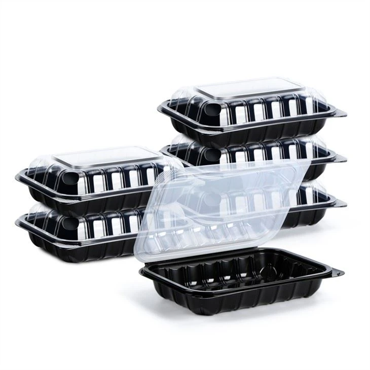 Hot Verkoper 9x9x1inch Scharnierende Voedsel Container Magnetron Afhaalmaaltijden Lunchbox Wegwerp Voedsel Container Met Vergrendeling Deksel