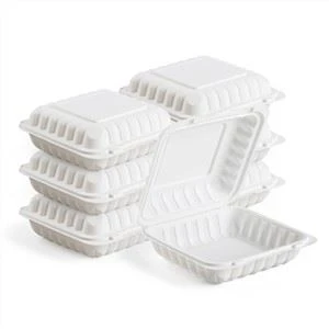 8x8 inch Gebakken Kip Chips Verpakking Biologisch Afbreekbaar Voedsel Container Wegwerp PP Lunchbox Magnetron Afhaalmaaltijden Scharnierende Doos
