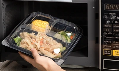 9x6inch Zwarte Container Opbergbakken Plastic Stapelbare To Go Box Take Out V...
