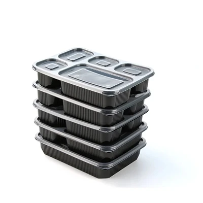 Voedselopslagverpakking Plastic Zwart Magnetronveilige afhaalmaaltijden Lunch...