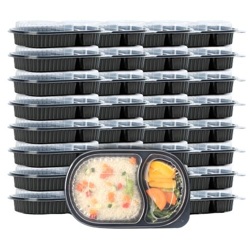 Ovale voedselcontainer met 2 compartimenten