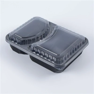 Plastic afhaal-bentoboxen met 2 compartimenten