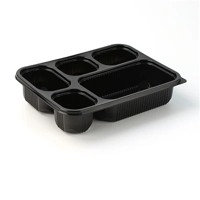 Zwarte plastic doorzichtige maaltijdbereidingscontainers
