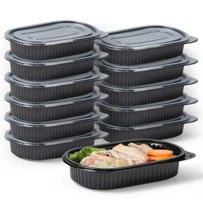Zwarte plastic maaltijdbereidingscontainers