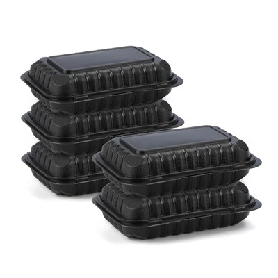 Zwarte afhaalcontainers met één compartiment