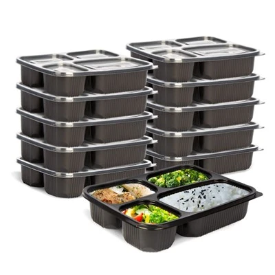Plastic maaltijdbereidingscontainers 4 compartimenten
