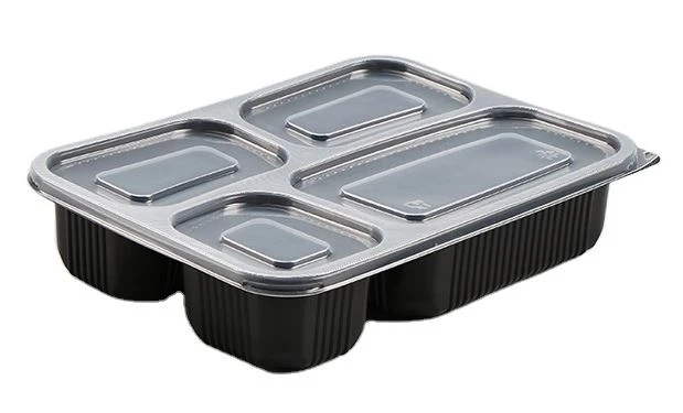 Plastic afhaalcontainer met 4 compartimenten
