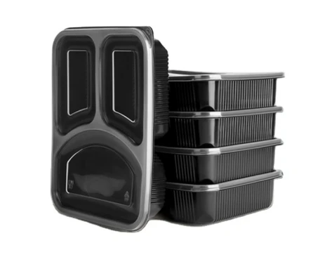 PP-voedselcontainer met 3 compartimenten