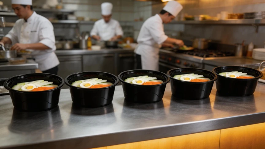 Black Plastic Round Soup Bowl