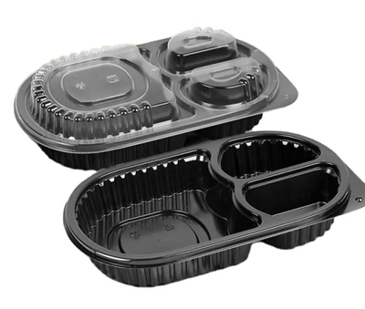 Ovale voedselcontainer met 3 compartimenten
